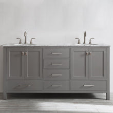 Load image into Gallery viewer, Vinnova Vanity Vinnova Gela 72&quot; Double Vanity in Grey with Carrara White Marble Countertop Without Mirror
