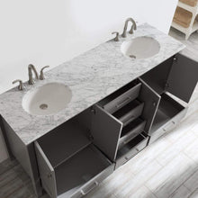 Load image into Gallery viewer, Vinnova Vanity Vinnova Gela 72&quot; Double Vanity in Grey with Carrara White Marble Countertop Without Mirror