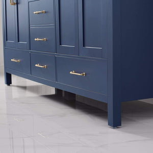 Vinnova Vanity Vinnova Gela 72" Double Vanity in Royal Blue with Carrara White Marble Countertop Without Mirror