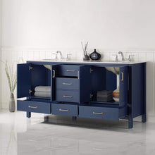 Load image into Gallery viewer, Vinnova Vanity Vinnova Gela 72&quot; Double Vanity in Royal Blue with Carrara White Marble Countertop Without Mirror