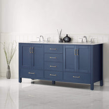 Load image into Gallery viewer, Vinnova Vanity Vinnova Gela 72&quot; Double Vanity in Royal Blue with Carrara White Marble Countertop Without Mirror