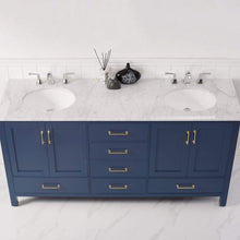 Load image into Gallery viewer, Vinnova Vanity Vinnova Gela 72&quot; Double Vanity in Royal Blue with Carrara White Marble Countertop Without Mirror