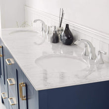 Load image into Gallery viewer, Vinnova Vanity Vinnova Gela 72&quot; Double Vanity in Royal Blue with Carrara White Marble Countertop Without Mirror