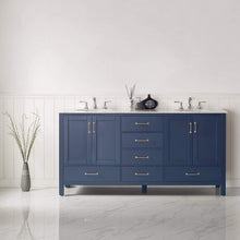 Load image into Gallery viewer, Vinnova Vanity Vinnova Gela 72&quot; Double Vanity in Royal Blue with Carrara White Marble Countertop Without Mirror