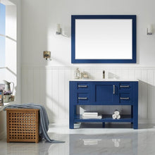Load image into Gallery viewer, Vinnova Vanity Vinnova Grayson 48&quot; Single Vanity in Jewelry Blue and Composite Carrara White Stone Countertop With Mirror