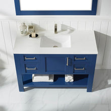 Load image into Gallery viewer, Vinnova Vanity Vinnova Grayson 48&quot; Single Vanity in Jewelry Blue and Composite Carrara White Stone Countertop With Mirror