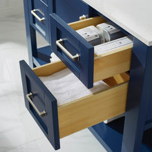 Load image into Gallery viewer, Vinnova Vanity Vinnova Grayson 48&quot; Single Vanity in Jewelry Blue and Composite Carrara White Stone Countertop With Mirror