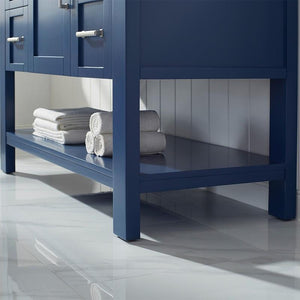 Vinnova Vanity Vinnova Grayson 48" Single Vanity in Jewelry Blue and Composite Carrara White Stone Countertop Without Mirror