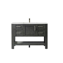 Load image into Gallery viewer, Vinnova Vanity Vinnova Grayson 48&quot; Single Vanity in Rust Black and Composite Carrara White Stone Countertop Without Mirror
