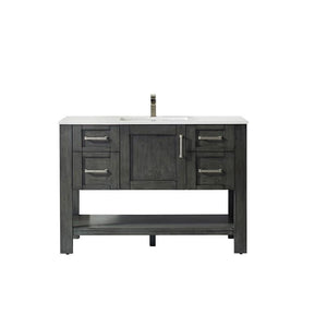 Vinnova Vanity Vinnova Grayson 48" Single Vanity in Rust Black and Composite Carrara White Stone Countertop Without Mirror