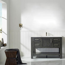 Load image into Gallery viewer, Vinnova Vanity Vinnova Grayson 48&quot; Single Vanity in Rust Black and Composite Carrara White Stone Countertop Without Mirror