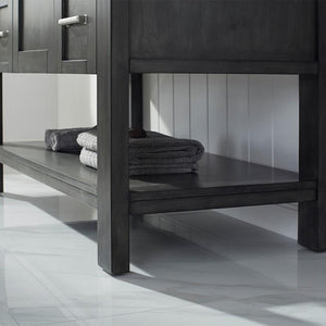 Vinnova Vanity Vinnova Grayson 48" Single Vanity in Rust Black and Composite Carrara White Stone Countertop Without Mirror