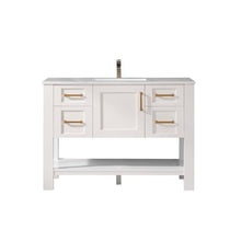 Load image into Gallery viewer, Vinnova Vanity Vinnova Grayson 48&quot; Single Vanity in White and Composite Carrara White Stone Countertop Without Mirror