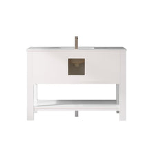 Load image into Gallery viewer, Vinnova Vanity Vinnova Grayson 48&quot; Single Vanity in White and Composite Carrara White Stone Countertop Without Mirror
