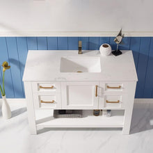 Load image into Gallery viewer, Vinnova Vanity Vinnova Grayson 48&quot; Single Vanity in White and Composite Carrara White Stone Countertop Without Mirror
