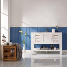 Load image into Gallery viewer, Vinnova Vanity Vinnova Grayson 48&quot; Single Vanity in White and Composite Carrara White Stone Countertop Without Mirror