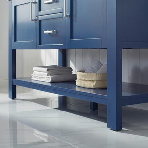 Vinnova Vanity Vinnova Grayson 60" Double Vanity in Jewelry Blue and Composite Carrara White Stone Countertop With Mirror