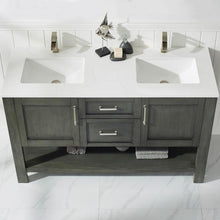 Load image into Gallery viewer, Vinnova Vanity Vinnova Grayson 60&quot; Double Vanity in Rust Black and Composite Carrara White Stone Countertop With Mirror