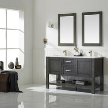 Load image into Gallery viewer, Vinnova Vanity Vinnova Grayson 60&quot; Double Vanity in Rust Black and Composite Carrara White Stone Countertop With Mirror