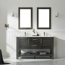 Load image into Gallery viewer, Vinnova Vanity Vinnova Grayson 60&quot; Double Vanity in Rust Black and Composite Carrara White Stone Countertop With Mirror