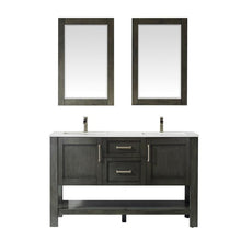 Load image into Gallery viewer, Vinnova Vanity Vinnova Grayson 60&quot; Double Vanity in Rust Black and Composite Carrara White Stone Countertop With Mirror