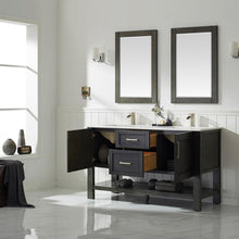 Load image into Gallery viewer, Vinnova Vanity Vinnova Grayson 60&quot; Double Vanity in Rust Black and Composite Carrara White Stone Countertop With Mirror