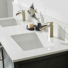 Load image into Gallery viewer, Vinnova Vanity Vinnova Grayson 60&quot; Double Vanity in Rust Black and Composite Carrara White Stone Countertop With Mirror