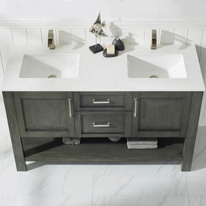 Vinnova Vanity Vinnova Grayson 60" Double Vanity in Rust Black and Composite Carrara White Stone Countertop Without Mirror