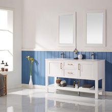 Load image into Gallery viewer, Vinnova Vanity Vinnova Grayson 60&quot; Double Vanity in White and Composite Carrara White Stone Countertop With Mirror