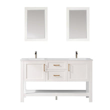 Load image into Gallery viewer, Vinnova Vanity Vinnova Grayson 60&quot; Double Vanity in White and Composite Carrara White Stone Countertop With Mirror