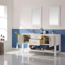 Load image into Gallery viewer, Vinnova Vanity Vinnova Grayson 60&quot; Double Vanity in White and Composite Carrara White Stone Countertop With Mirror