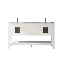 Load image into Gallery viewer, Vinnova Vanity Vinnova Grayson 60&quot; Double Vanity in White and Composite Carrara White Stone Countertop With Mirror