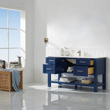 Load image into Gallery viewer, Vinnova Vanity Vinnova Grayson 60&quot; Single Vanity in Jewelry Blue and Composite Carrara White Stone Countertop Without Mirror