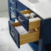 Load image into Gallery viewer, Vinnova Vanity Vinnova Grayson 60&quot; Single Vanity in Jewelry Blue and Composite Carrara White Stone Countertop Without Mirror