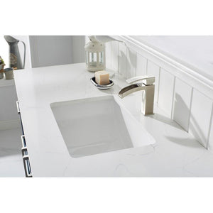 Vinnova Vanity Vinnova Grayson 60" Single Vanity in Jewelry Blue and Composite Carrara White Stone Countertop Without Mirror