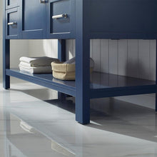 Load image into Gallery viewer, Vinnova Vanity Vinnova Grayson 60&quot; Single Vanity in Jewelry Blue and Composite Carrara White Stone Countertop Without Mirror
