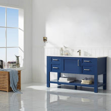 Load image into Gallery viewer, Vinnova Vanity Vinnova Grayson 60&quot; Single Vanity in Jewelry Blue and Composite Carrara White Stone Countertop Without Mirror
