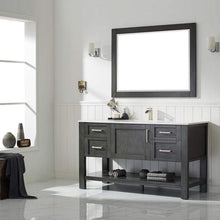 Load image into Gallery viewer, Vinnova Vanity Vinnova Grayson 60&quot; Single Vanity in Rust Black and Composite Carrara White Stone Countertop With Mirror