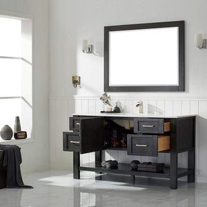 Vinnova Vanity Vinnova Grayson 60" Single Vanity in Rust Black and Composite Carrara White Stone Countertop With Mirror