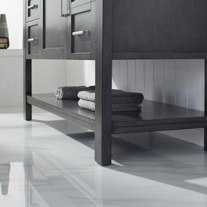 Vinnova Vanity Vinnova Grayson 60" Single Vanity in Rust Black and Composite Carrara White Stone Countertop With Mirror