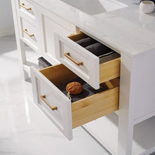 Load image into Gallery viewer, Vinnova Vanity Vinnova Grayson 60&quot; Single Vanity in White and Composite Carrara White Stone Countertop With Mirror