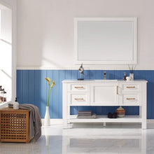 Load image into Gallery viewer, Vinnova Vanity Vinnova Grayson 60&quot; Single Vanity in White and Composite Carrara White Stone Countertop With Mirror