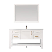 Load image into Gallery viewer, Vinnova Vanity Vinnova Grayson 60&quot; Single Vanity in White and Composite Carrara White Stone Countertop With Mirror