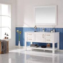 Load image into Gallery viewer, Vinnova Vanity Vinnova Grayson 60&quot; Single Vanity in White and Composite Carrara White Stone Countertop With Mirror