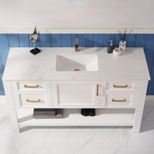 Load image into Gallery viewer, Vinnova Vanity Vinnova Grayson 60&quot; Single Vanity in White and Composite Carrara White Stone Countertop With Mirror