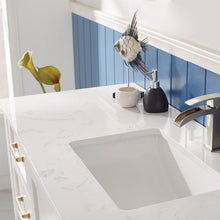 Load image into Gallery viewer, Vinnova Vanity Vinnova Grayson 60&quot; Single Vanity in White and Composite Carrara White Stone Countertop With Mirror