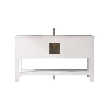 Load image into Gallery viewer, Vinnova Vanity Vinnova Grayson 60&quot; Single Vanity in White and Composite Carrara White Stone Countertop With Mirror