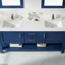 Load image into Gallery viewer, Vinnova Vanity Vinnova Grayson 72&quot; Double Vanity in Jewelry Blue and Composite Carrara White Stone Countertop With Mirror