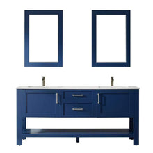 Load image into Gallery viewer, Vinnova Vanity Vinnova Grayson 72&quot; Double Vanity in Jewelry Blue and Composite Carrara White Stone Countertop With Mirror