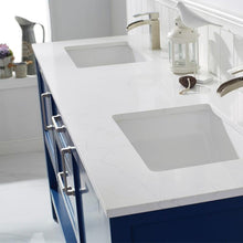 Load image into Gallery viewer, Vinnova Vanity Vinnova Grayson 72&quot; Double Vanity in Jewelry Blue and Composite Carrara White Stone Countertop With Mirror